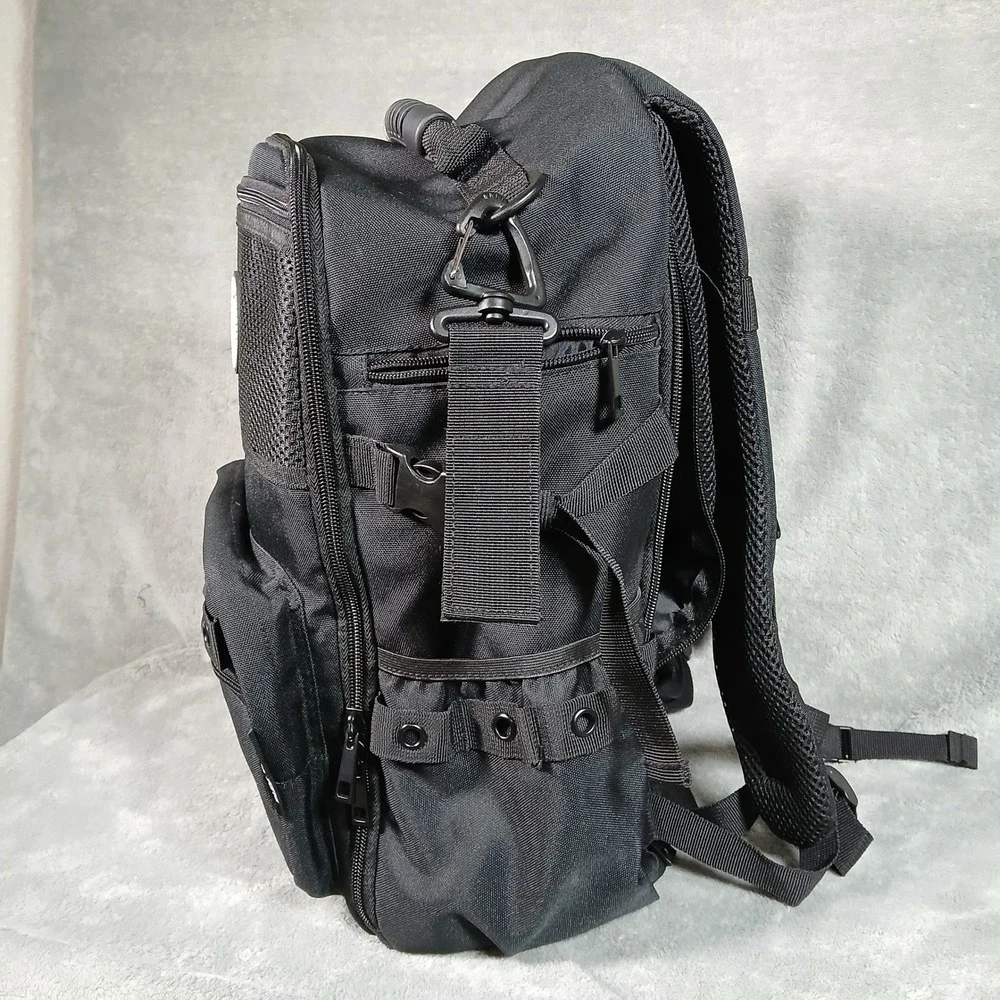 Dude Dad Tactical Diaper Bag Backpack Mens Black Canvas Utility Travel